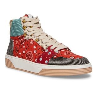 Steve Madden Free Throw women’s paisley boho patchwork lace up high top sneakers